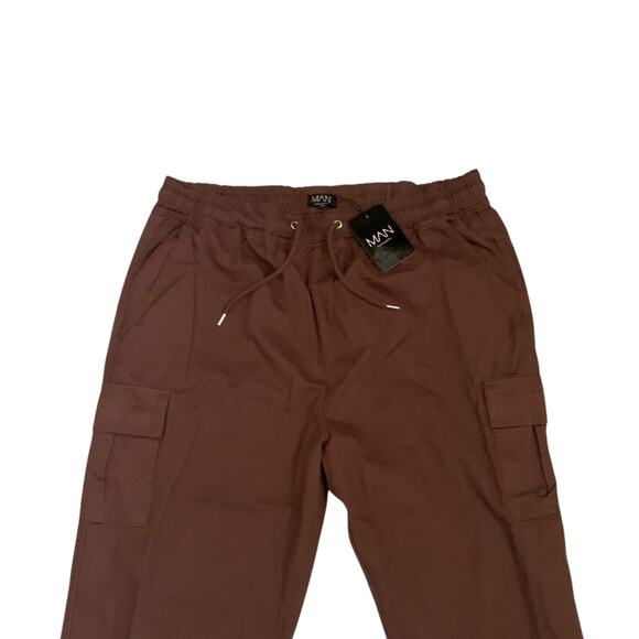 BOOHOOMAN Men’s Size 4XL Plus Slim Fit Drawstring Cargo Pant Trousers - Picture 4 of 11